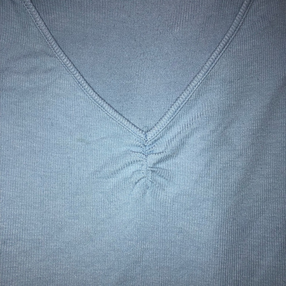 Blue Ribbed Crop Top - Picture 2 of 4